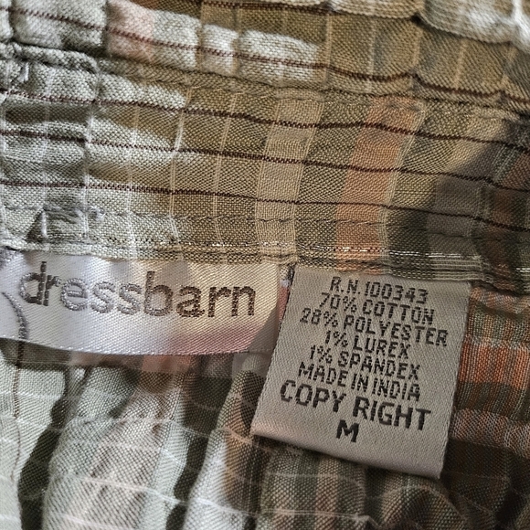 Dressbarn Earthtone Colored Crinkle Style Button Up Blouse Size M - Picture 8 of 8